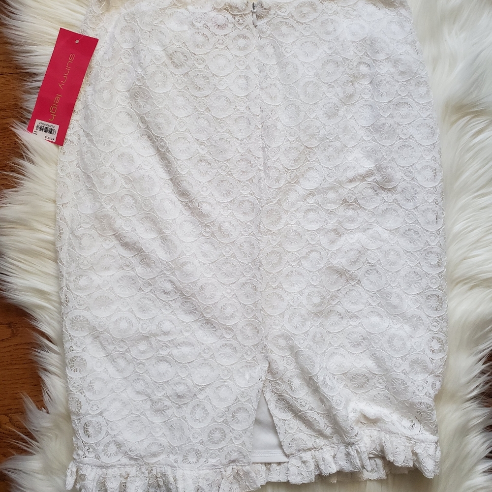 NWT White Lace Midi Skirt Ruffle - Picture 6 of 8